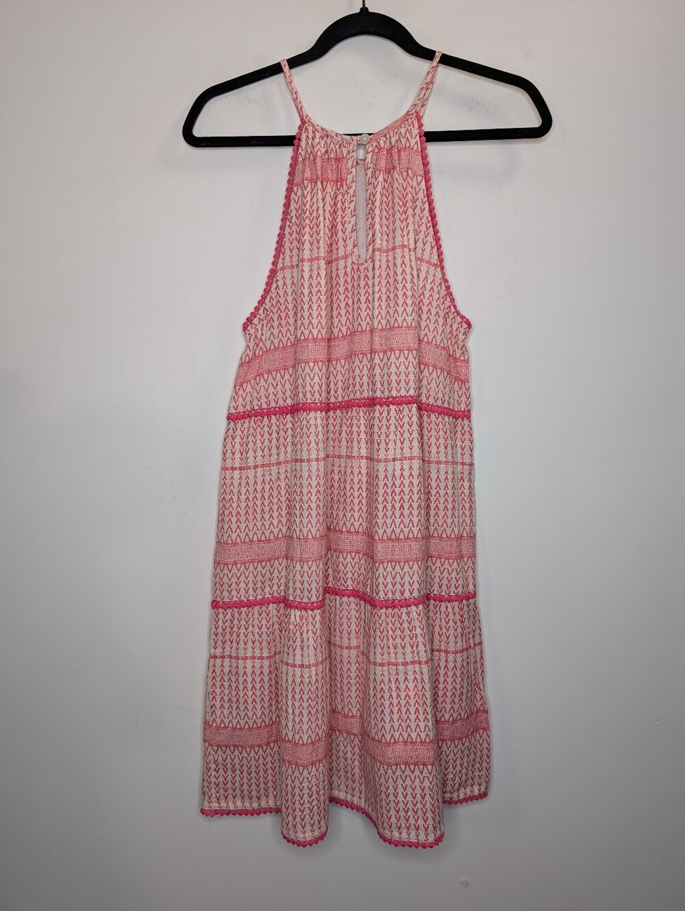 The Impeccable Pig Pink Boho Tiered Halter Swing Dress Medium - Picture 7 of 7
